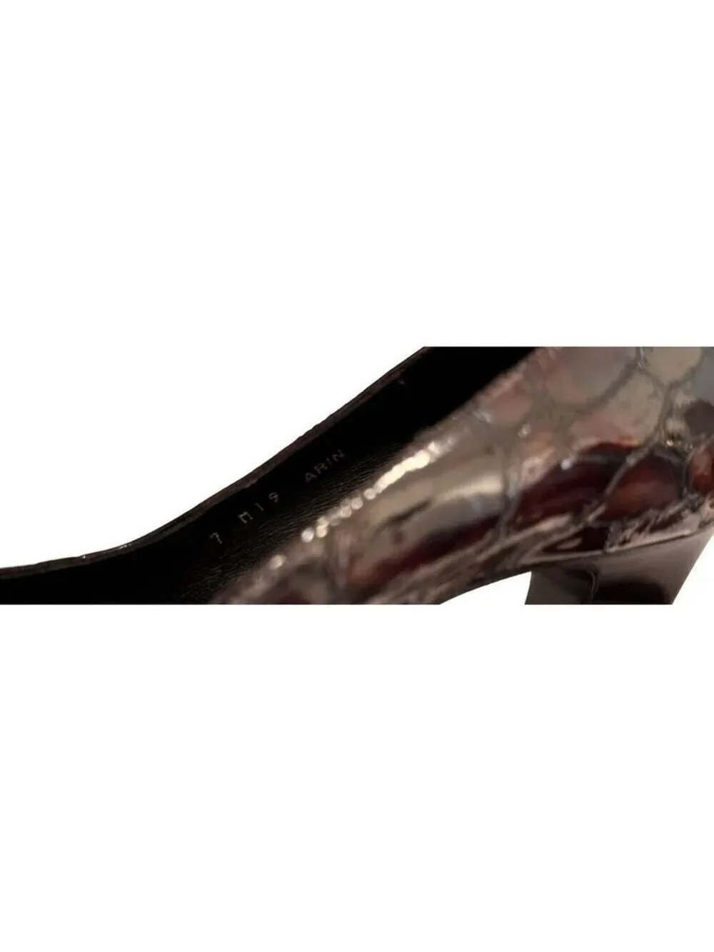 Donald J Pliner Arin Brown Tortoise Patent Leather Peep Toe Heels Sz 7M Italy
